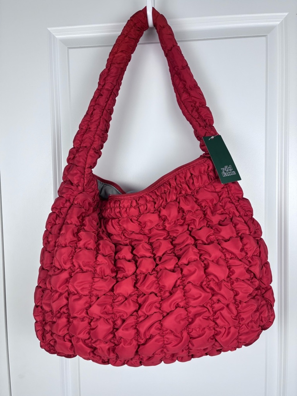 NWT Red Quilted Shoulder Tote Bag Wild Fable